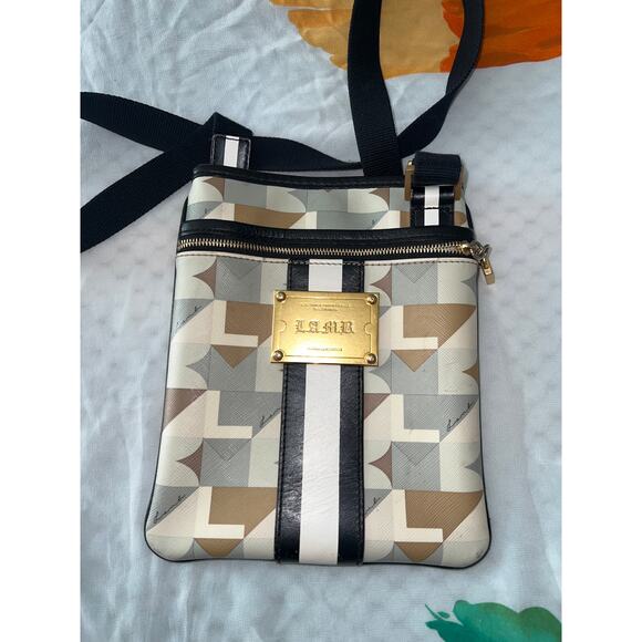 L.A.M.B. Crossbody Bag Geometric Print Logo Plate - Picture 4 of 8